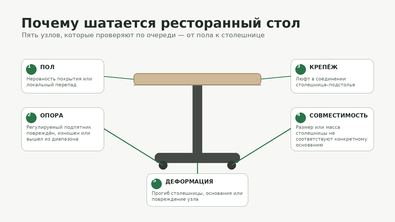 Почему шатается стол: диагностика и крепление