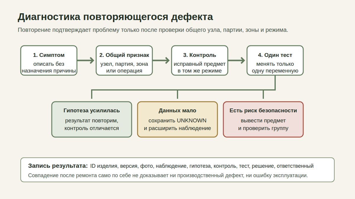 Как определить причину повторяющегося дефекта мебели