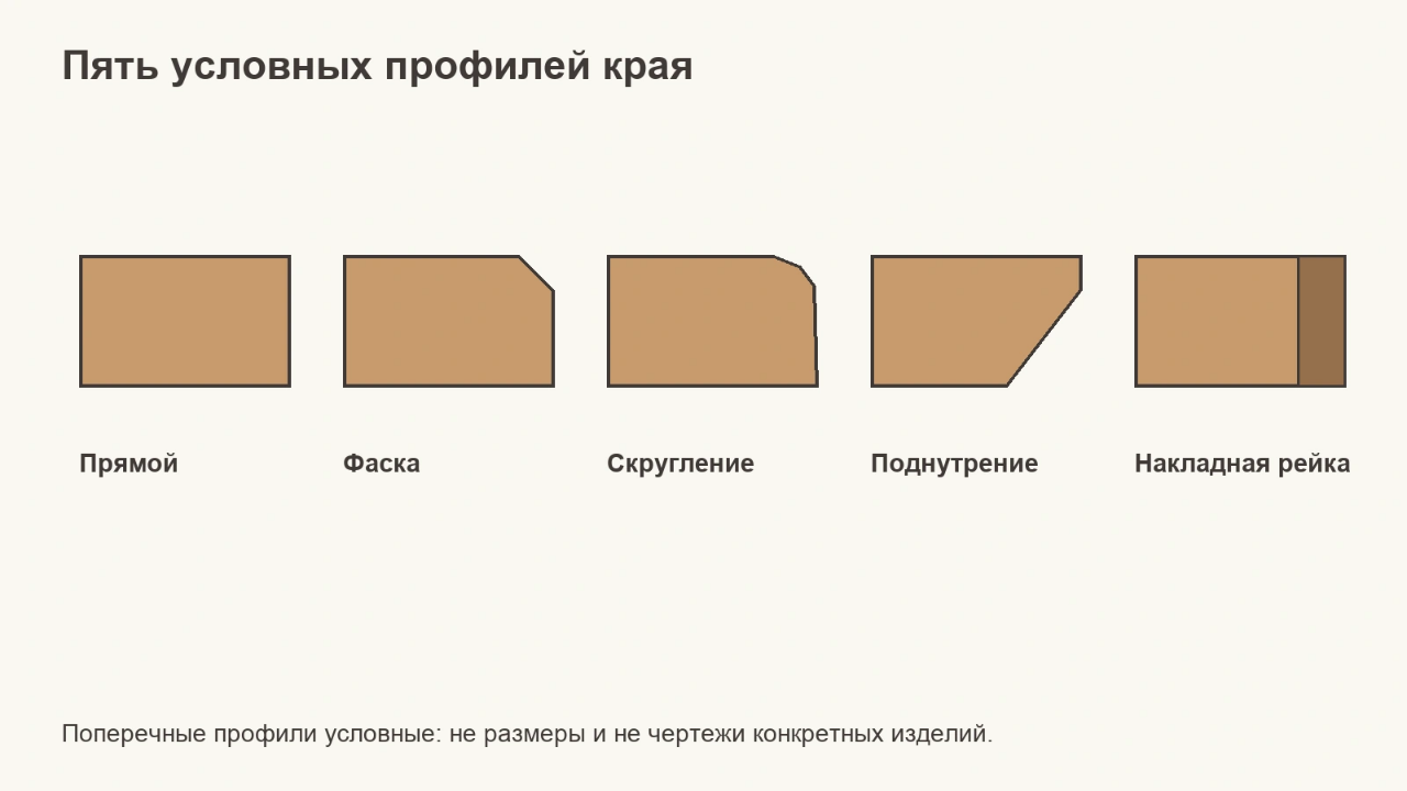 Пять условных профилей края столешницы