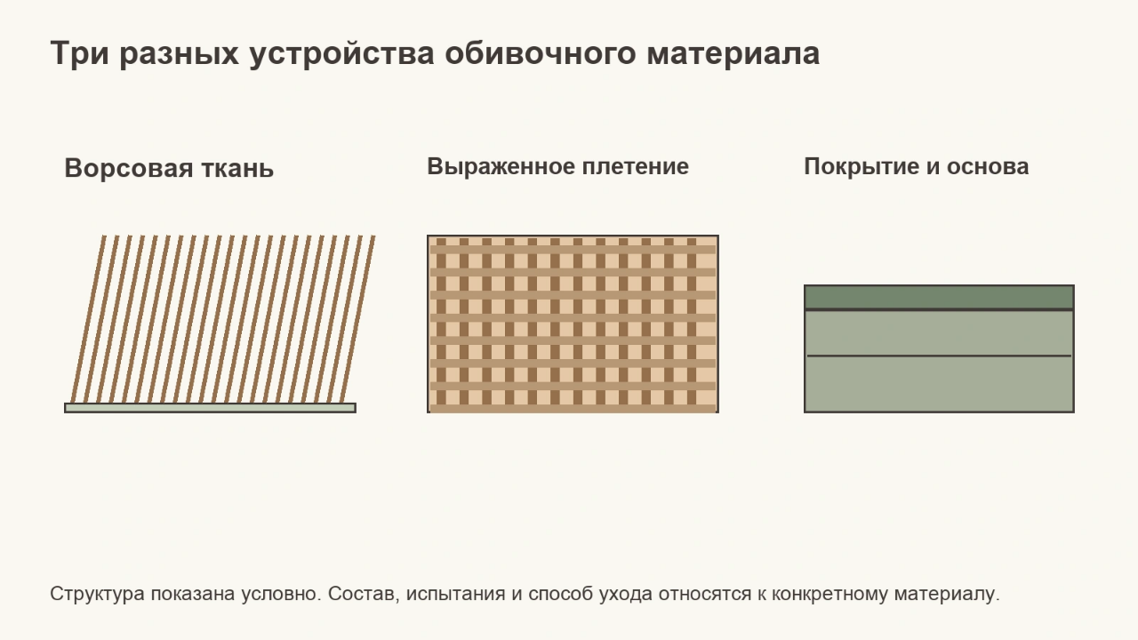 Три разных устройства обивочного материала