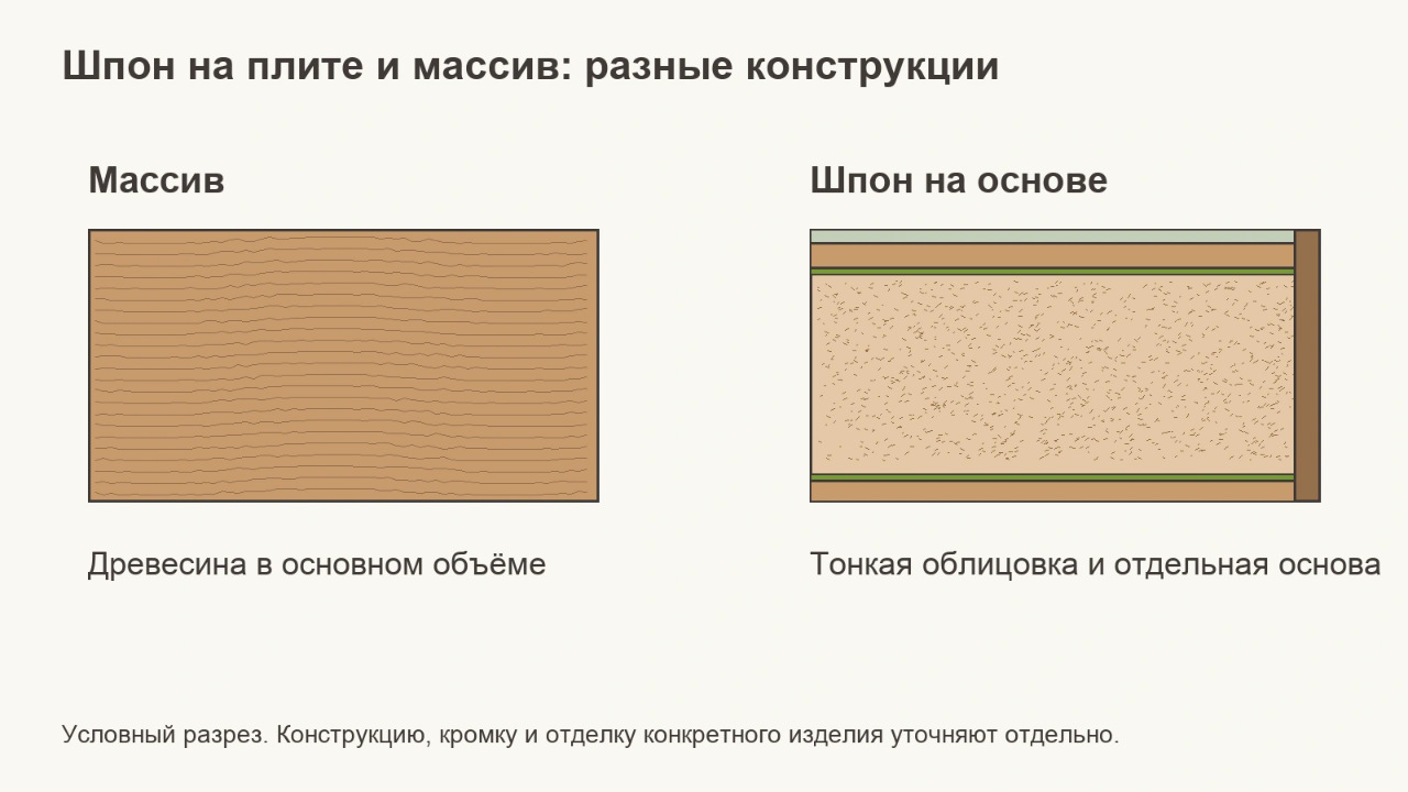 Сравнение шпона на основе и ламельного массива