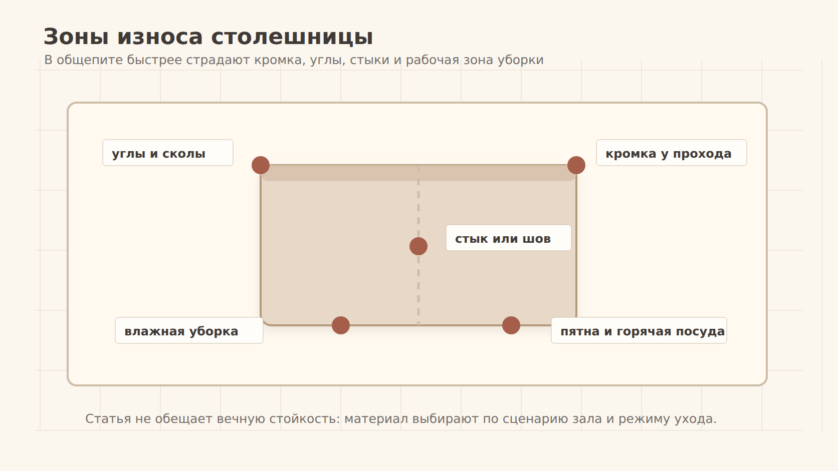 Карта зон износа столешницы для общепита