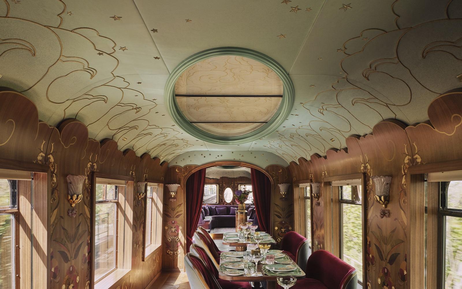 Celia — новый вагон для приватных ужинов и мероприятий от British Pullman, созданный Базом Лурманом и Кэтрин Мартин