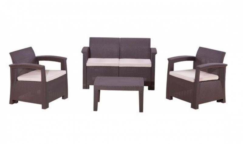 Комплект мебели для веранды кафе и ресторана, два кресла, дива и столик