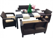 Комплект мебели для веранды кафе и ресторана, два кресла, диван трех местный и столик