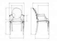 Пластиковый прозрачный стул с подлокотниками
