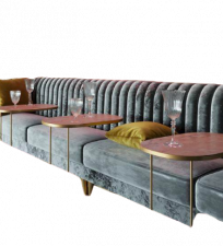 модульный мягкий диван для ресторанов и кафе с вертикальной прострочкой спинки
