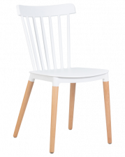 Пластиковый стул с деревянными ножками